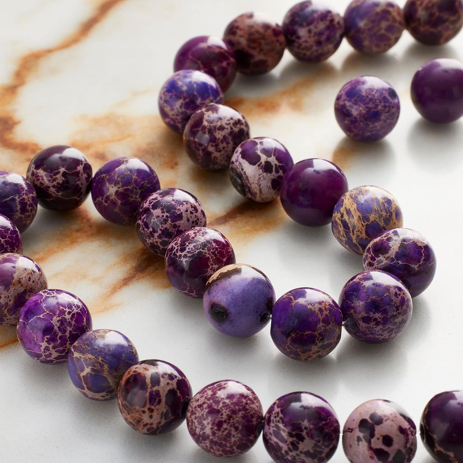 Bead Landing Purple Crackled Jasper Round Beads, 8mm, 12 Pack