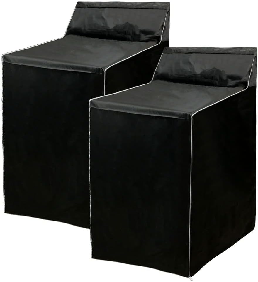 2Pack Washer and Dryer Covers, Portable Washer Cover with Zipper Design Dustproof Waterproof Laundry Covers for Washer and Dryer, Washing Machine Cover Fit for Most Top Load Machine(Black)
