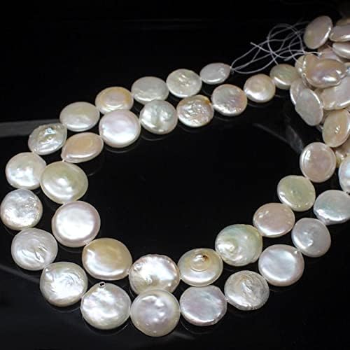 Beads Gemstone Natural Freshwater White Pearl Coin Gemstone Craft Loose Spacer Beads Strand 15 Inch Long 18mm 20mm Code-HIGH-25755