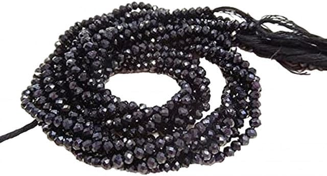 Natural Black Spinel 3-3.5 Mm Gemstone Micro Faceted Rondelle Beads 13 inches lot of 5 Strands Chik-STRD- 93216