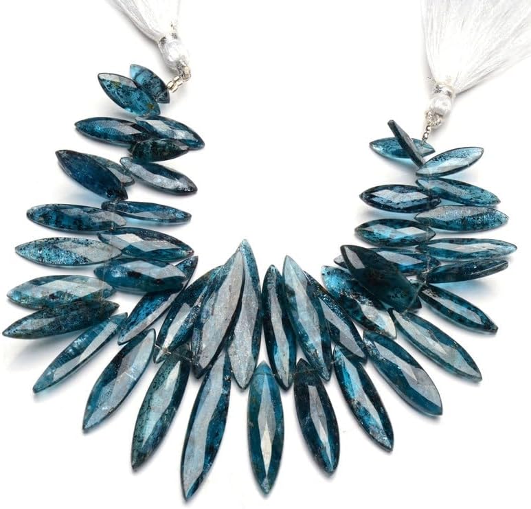 8 inch Strand of Natural Green kyanite 15x5-35x9 mm Marquise Faceted briolette Beads for DIY Jewelry Making. |BRIO_03836