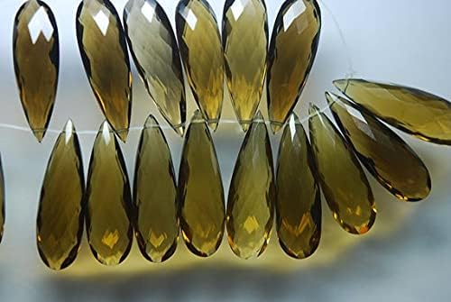 BEADS GEMSTONE 3 Pieces Set, Super Rare AAA Honey Quartz Faceted Extra Large Long Pear Briolettes Calibrated Size 25x8mm Code-HIGH-55363