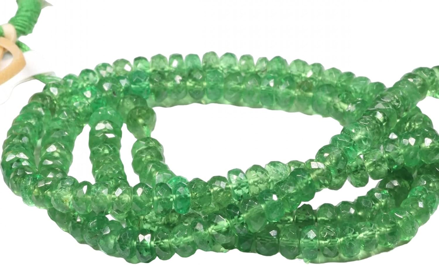 1 Strand Green Tsavorite 4mm Hand Faceted Rondelles 16