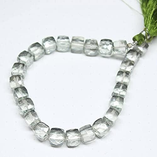 BEADS GEMSTONE Green Mystic Quartz Faceted Cube Box Square Gemstone Loose Beads Strand 8 Inch Long 8mm Code-HIGH-21409