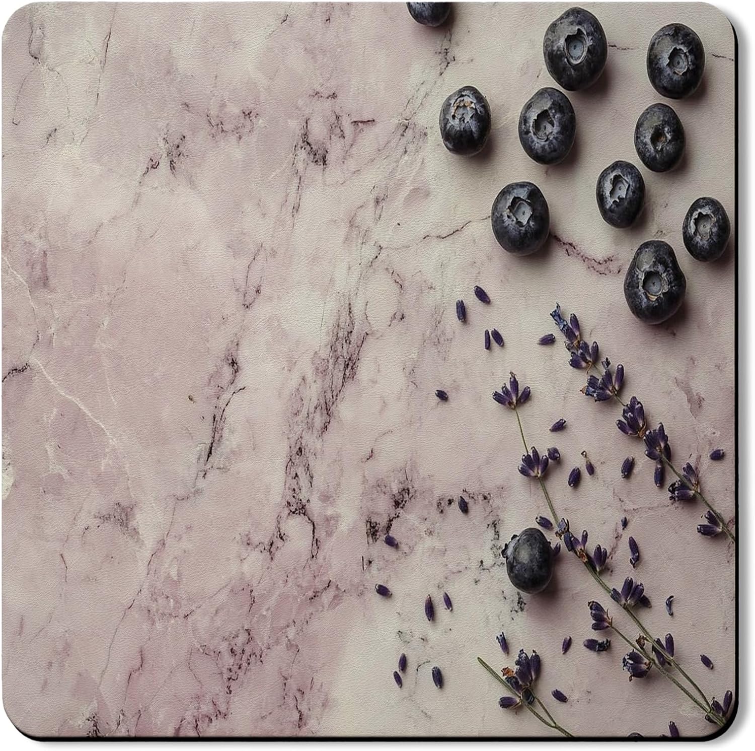 Lavender Blueberry Washer Dryer Top Protector Mat, Vintage Floral Pattern Appliance Cover, Summer Kitchen Decor, Waterproof Rubber Anti-Slip Laundry Mats 24x24 Inch