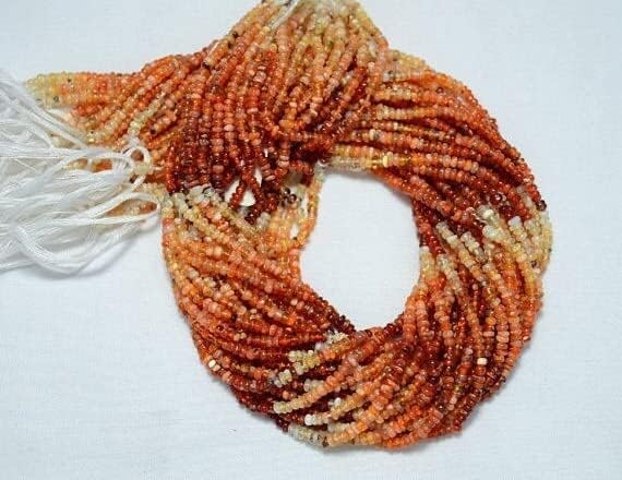 10 Strands 3mm Fire Opal Bead, Mexican Fire Opal, Plain Opal Beads, Mexican Opal Rondelles Beads, 13 Inches