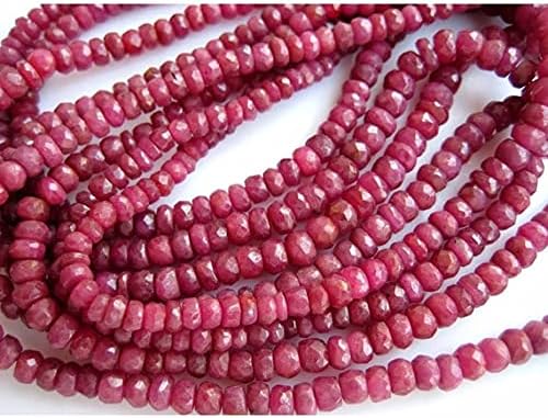 4 Strand Natural Ruby Beads, Micro Faceted Rondelle Beads, 6mm to 3mm Beads 19 Inches