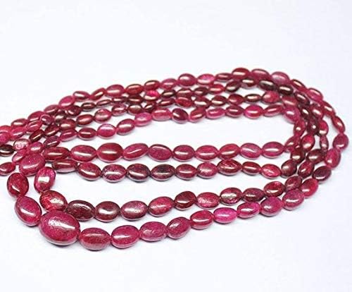 1 Strand red Ruby Oval Smooth 20'' Long Strand Gemstone Beads, Jewelry Supplies for Jewelry Making, Bulk Beads, for Meditation Jewellery for Reiki Healing Mystic Gemstone 5mm to 14mm