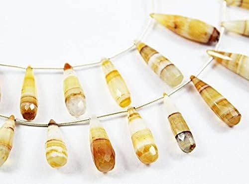 Beads Gemstone Fluorite Banded Chalceny Faceted Tear Drop Briolette Gemstone Loose Craft Beads Strand 7 Inch Long 20mm 37mm Code-HIGH-26771