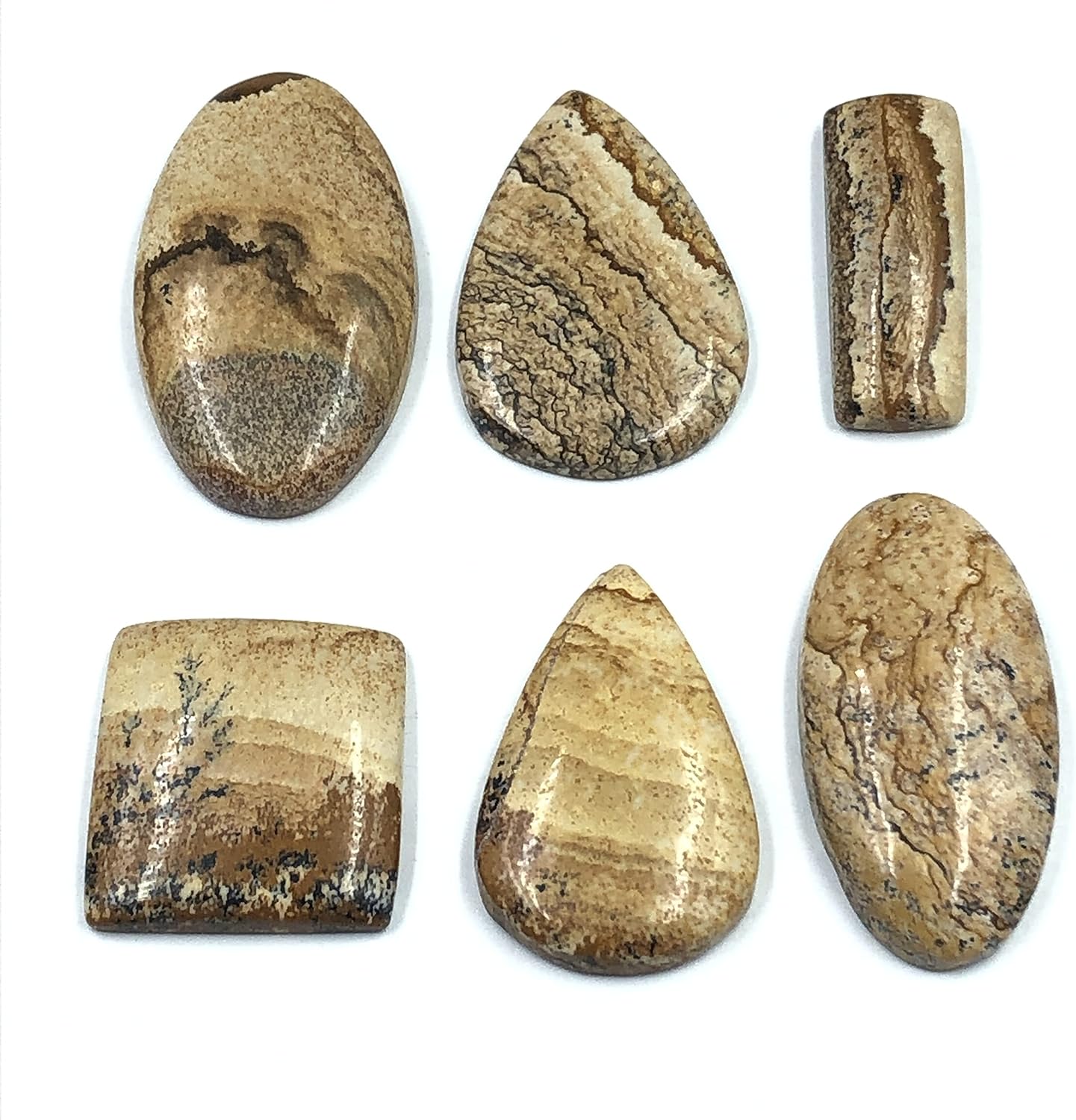 Natural PICTURE JASPER Gemstone Loose Cabochon Lot For Jewelry Making, Loose Gemstone For Ring, Earring & Pendant Necklace, Jewelry Making Cabochons, Healing Gemstones