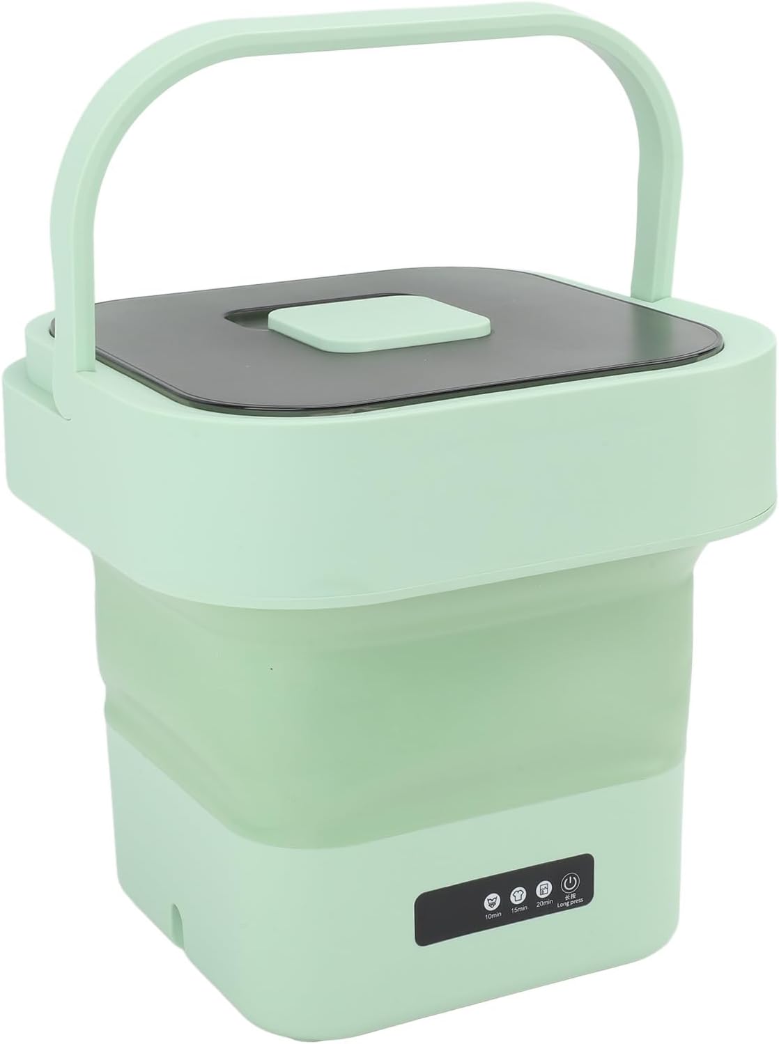 Portable Washing Machine, 10L Fully Automatic Spin Drying Function Foldable Mini Clothes Washer for Underwear Baby Clothes Basket Laundry Machine for Travel, Apartment (US + Green)