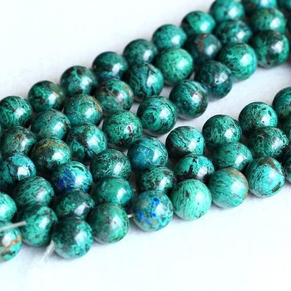 BEADS GEMSTONE 1 Strands Natural Green Chrysocolla Semi-precious stone Round Big Beads 14mm 15.5 Inch Long 05233 Code-HIGH-23520