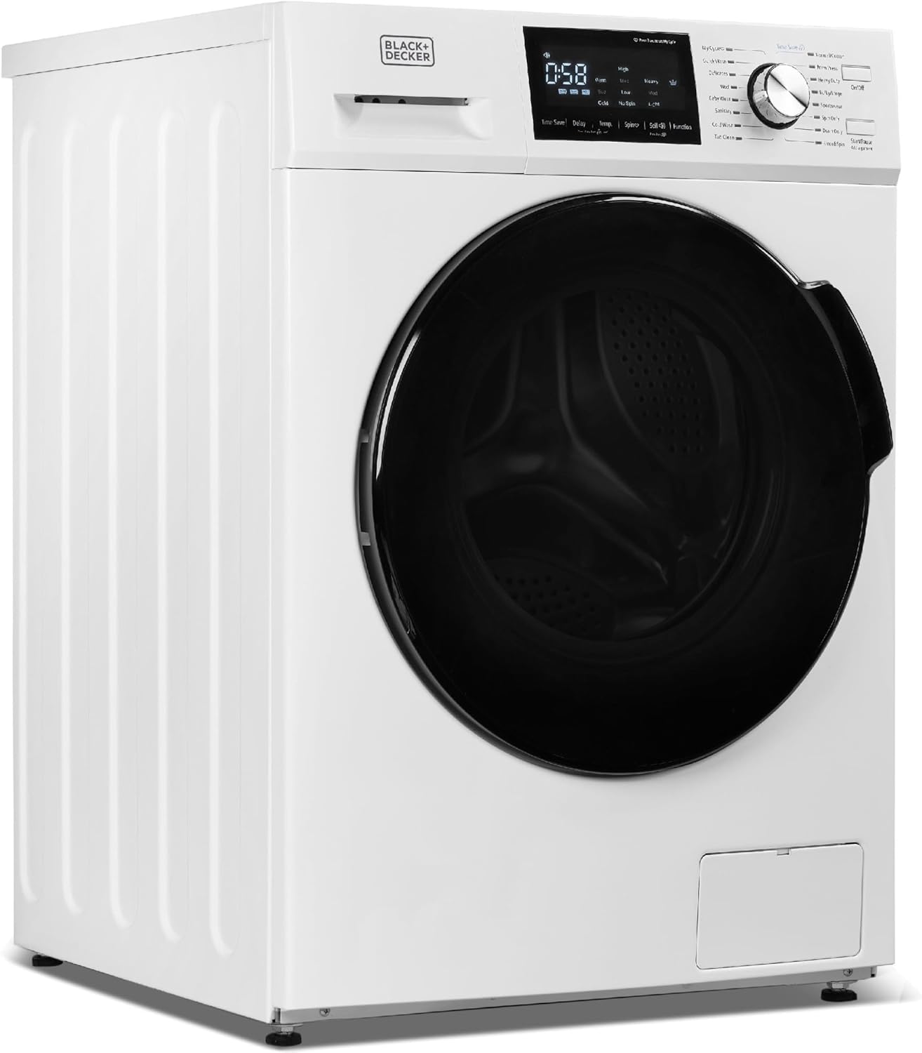 BLACK+DECKER Front Load Washer, 2.7 Cu. Ft. Compact Washing Machine with LED Display & 16 Cycles