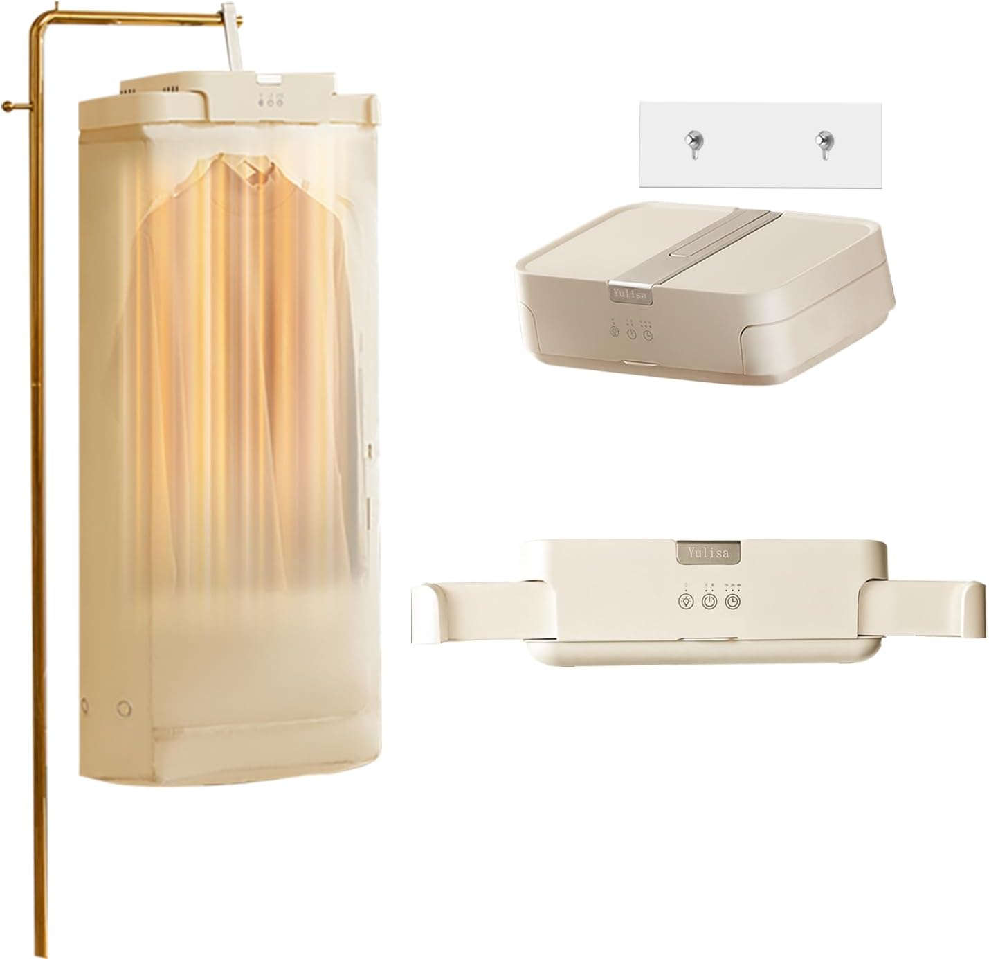 Yulisa 3.5Cu Ft Portable Clothes Dryer,22LB Capacity with Traceless & Folding Hooks,Dual Heat Modes for Delicates/Jeans,Energy Efficient Foldable Dryer for Small Spaces,Apartments,Travel,RV