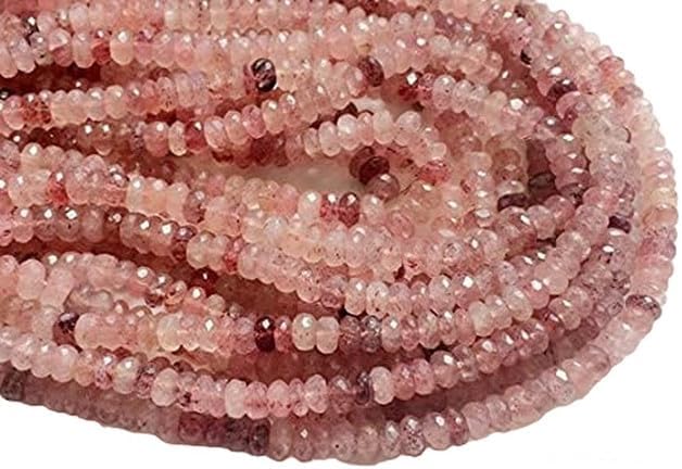 Natural Strawberry Quartz Faceted Rondelle Beads, Pink Beads, 7.5-8mm, 8 inch lot of 10 Strands CHIK-STRD-96436