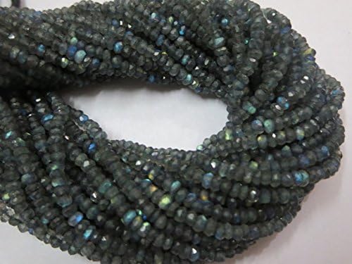 100 String Lot Natural Labrarite Rondelle Beads Facited 3.50 mm 14 Inch Long inches String Code-HIGH-70470