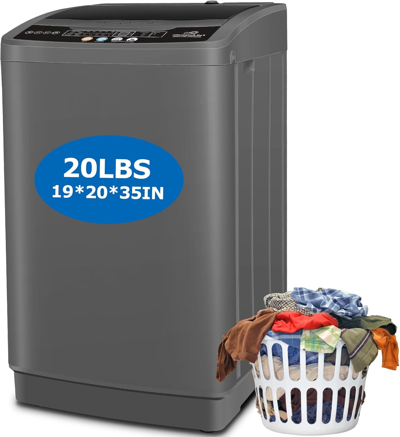 Nictemaw Portable Washing Machine, 20Lbs Capacity Portable Washer Machine, 2.8Cu.ft Washer and Dryer Combo with 10 Programs 8 Water Levels Compact Washing Machine for Apartment, Dorms, RV