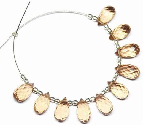 champagne quartz faceted tear drop briolette gemstone loose craft beads 5 pair 10mm x 5mm