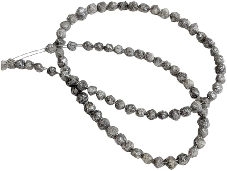 4-5-5mm Perfect Natural Round Gray Raw Diamond, Rough Diamond Rondelle Bead Side Drilled, Double Drilled Diamond Bracelet - (5Pcs To 10Pcs), 4.5-5 MM Approx.
