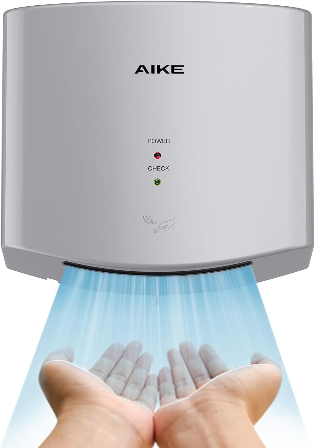 AIKE Air Wiper Compact Hand Dryer 110V 1400W Silver (with 2 Pin Plug) Model AK2630S