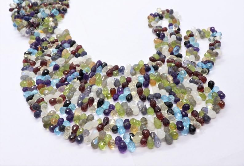 Natural Mix Semi Multi Drop facete Beads 5X7 mm 18 inch Long String Jewelry Making Gemstone Beads for Necklace Bracelet