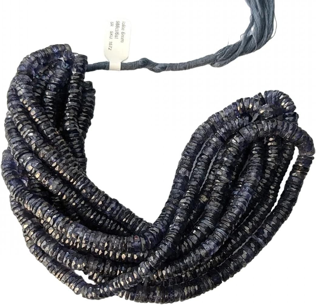 1 Strand Blue Iolite 6mm Faceted Tires 16