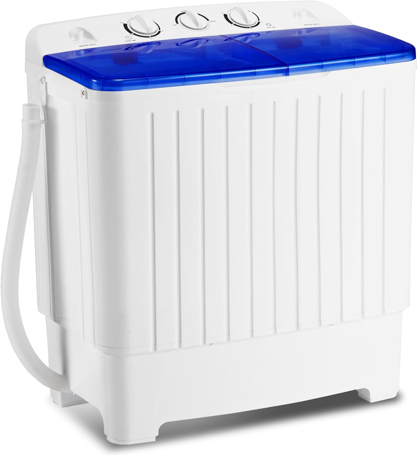 Washing Machine,20lbs Capacity Twin Tub Laundry Washer w/Gravity Drain, Semi-automatic Laundry Machine for Dormitory Apartments,College, RV, Camping,Portable Machine for Laundry,Blue