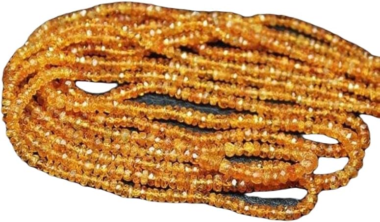 13 inch Strand of Natural gem Orange Sapphire, 3-3.5mm Rondelle Faceted Beads for DIY Jewelry Making. | Beads_05971