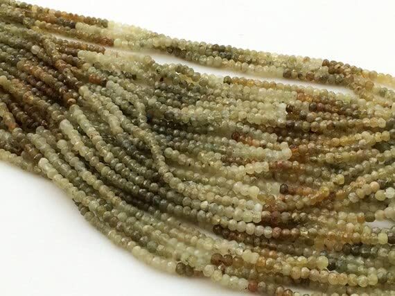 BEADS GEMSTONE 1 Strand Natural Grossular Garnet, Green Garnet Faceted Rondelles, Vessonite Beads, Grossular Garnet Israeli Beads, 3.5-4mm, 13 Inch Code-HIGH-19069