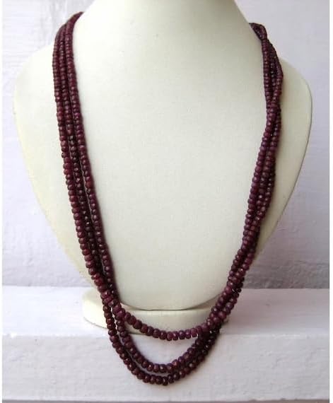 Beads Gemstone 1 Strand Natural Ruby Beads, Micro Faceted Rondelle Beads, 5mm to 3mm Beads, 3 Strands, 19 Inches to 21 Inches Code-HIGH-15406