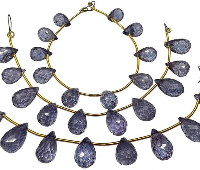 6 inches 1 Strand Natural Iolite 10 Pieces Beads Size 7x11-7x13mm Shape Drop Cut Faceted Making, Beading & Craft Supplies CHIK-STRD-76800