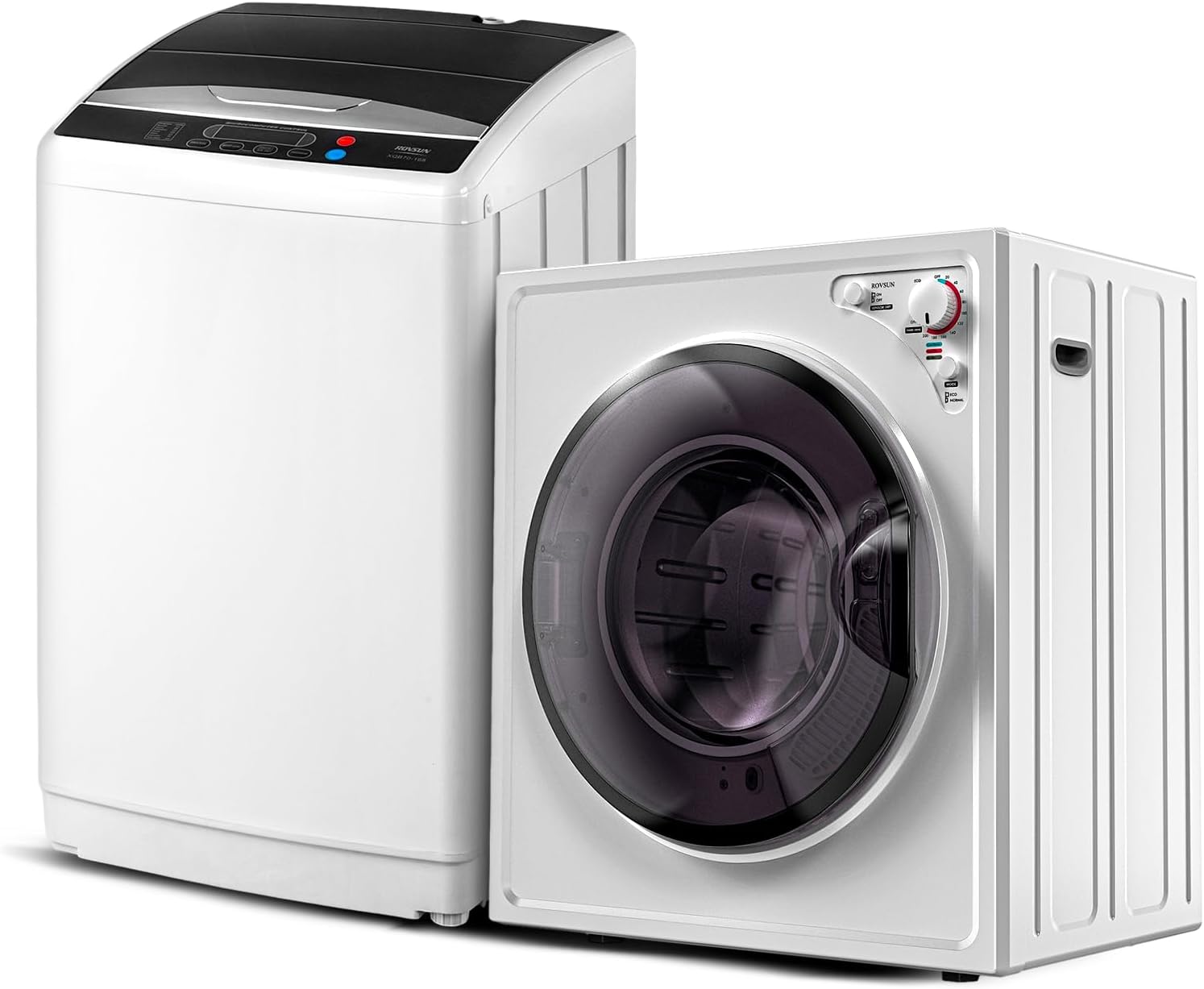 ROVSUN 2.6CuFt Clothes Dryer and 25LBS Full-Automatic Washing Machine Set, Compact Laundry Washer and Dryer Combo Set with Stainless Steel Inner Tub, for Apartment, Dorms, Home