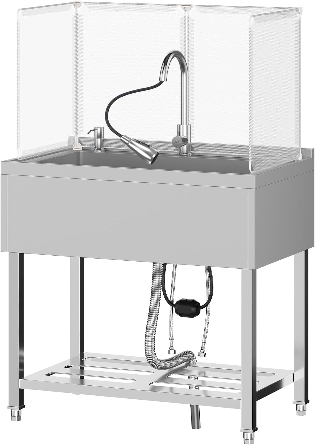 Stainless Steel Freestanding Single Bowl Utility Sink with Backsplash,Extra Deep sink for laundry room, Garage and Commercial Use, 36