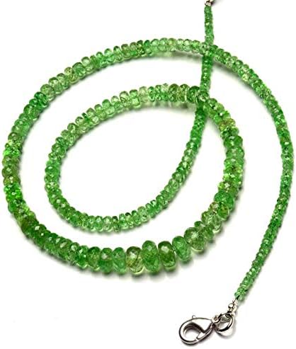 Natural Gemstone Tsavorite Faceted 3 to 7MM Big Size Rondelle Beads 19 Inch Full Strand Very Rare Gem Beads Necklace Green Garnet