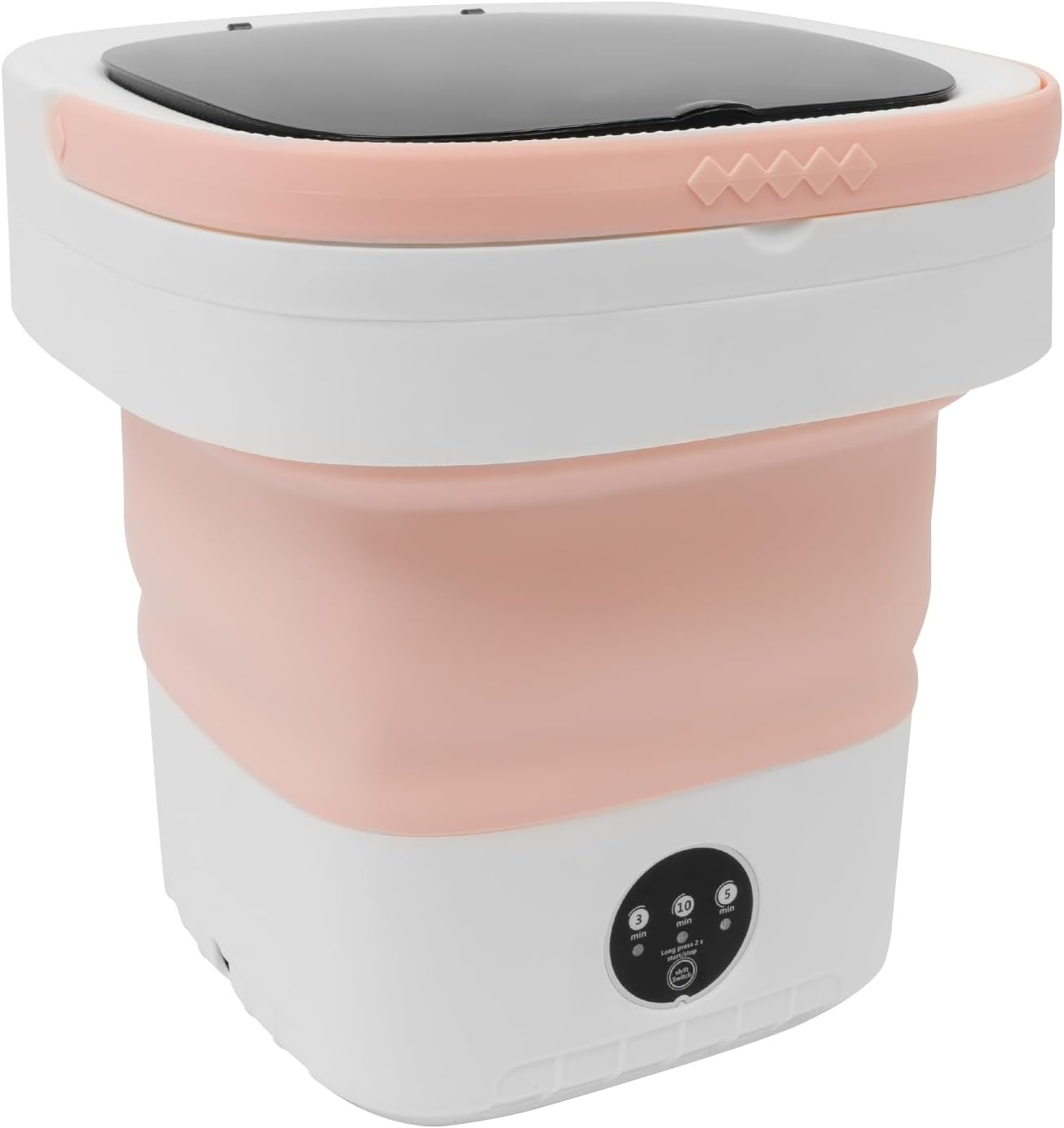 Pink PP Foldable Portable Washer Machine, 12L Mini Compact Washer with 3 Cleaning Modes (3/5/10mins) & Blue Light Care 3.97lbs, for RV, Travel, Apartments & Baby Clothes