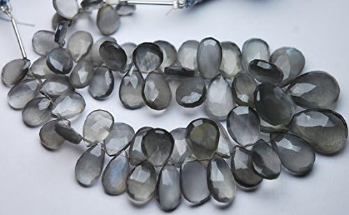 13 inch natural beads strand of 10-13mm faceted pear gray moonstone gemstone briolletes beads for DIY jewelry - necklace, bracelet, earring, ring.