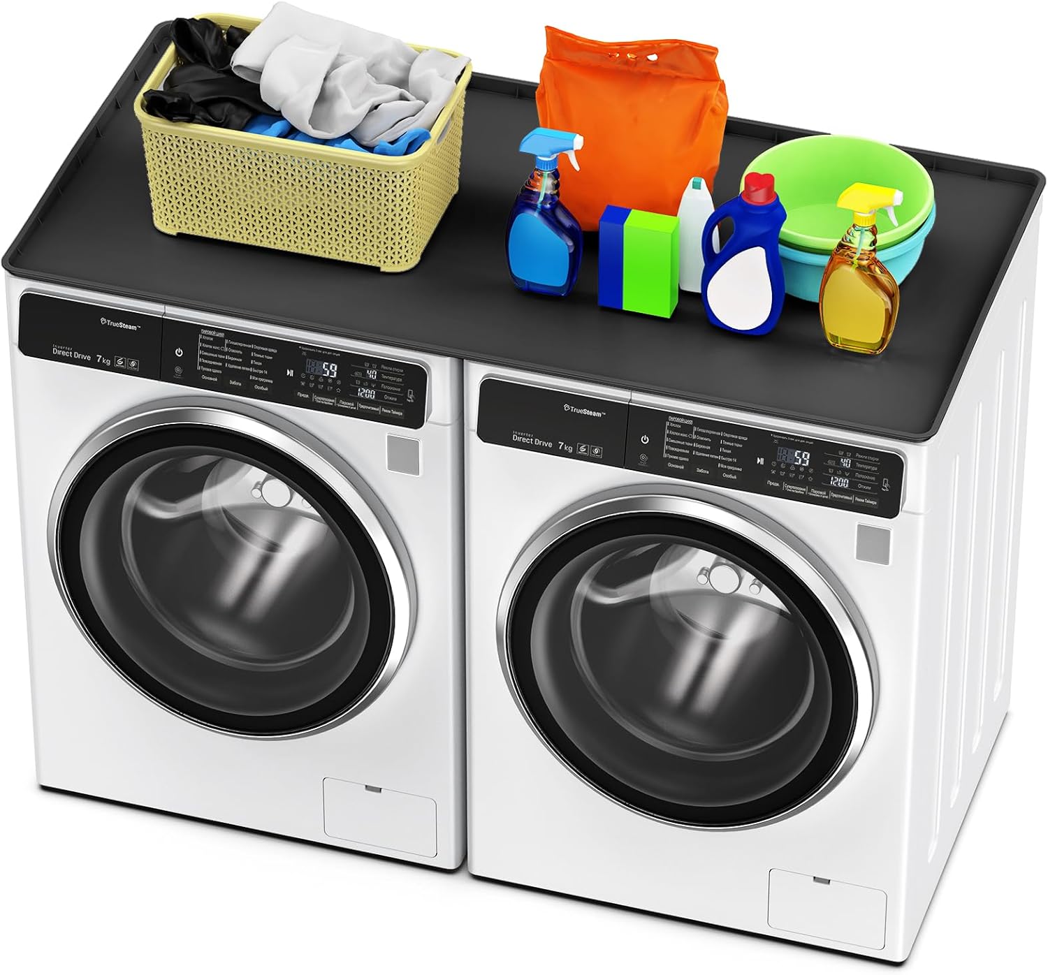 Washer dryer countertop - Large 54 x 26.8in washer and dryer covers ，Non-slip Waterproof Washing Machine Cover Protector Top Load，washer and dryer covers for the top for Laundry & Kitchen（Black）