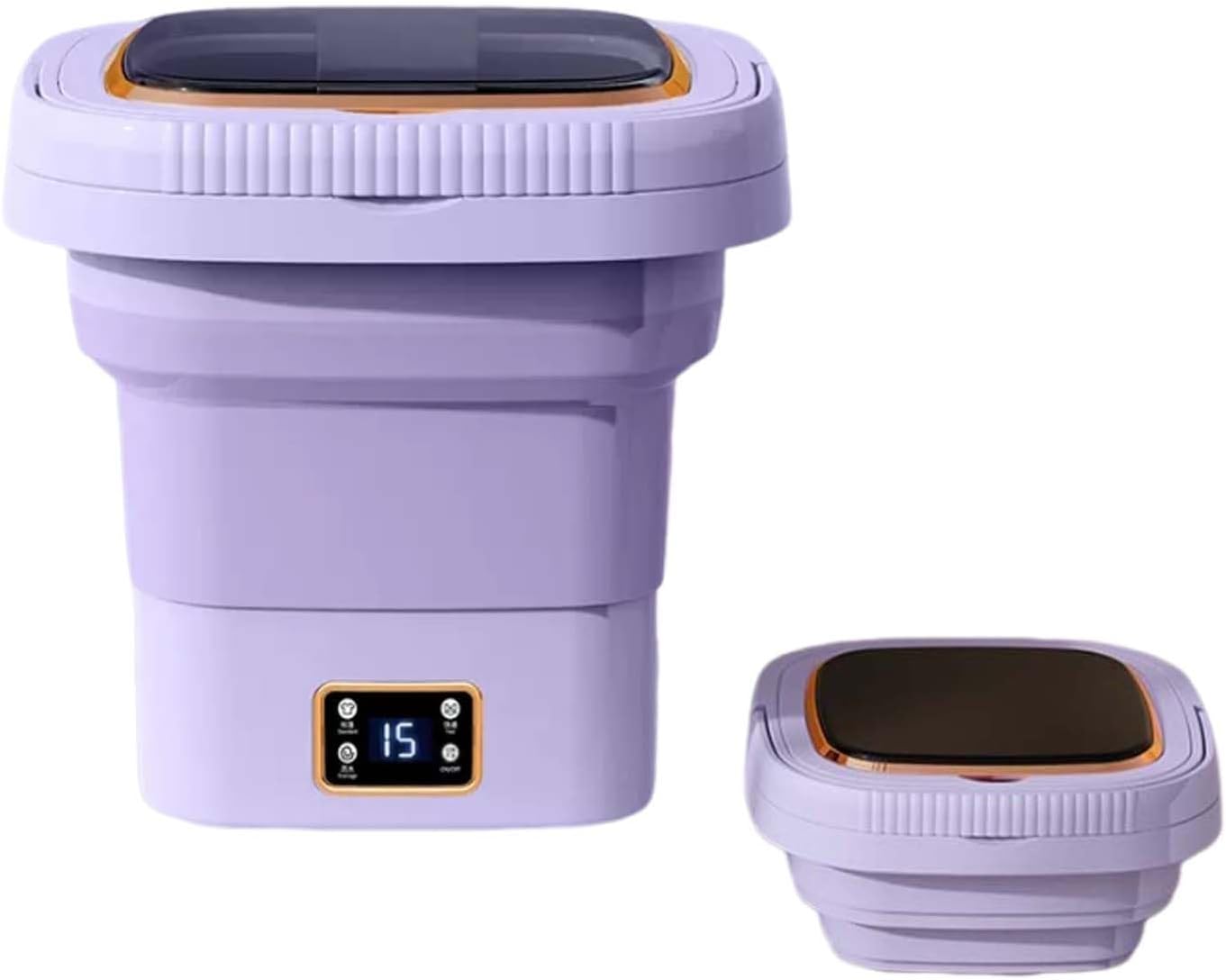 Foldable Washer and Dryer Portable Washing Machine with Dehydration Basket 9L Large Capacity for RVs Camping Apartments Dorms(Purple)