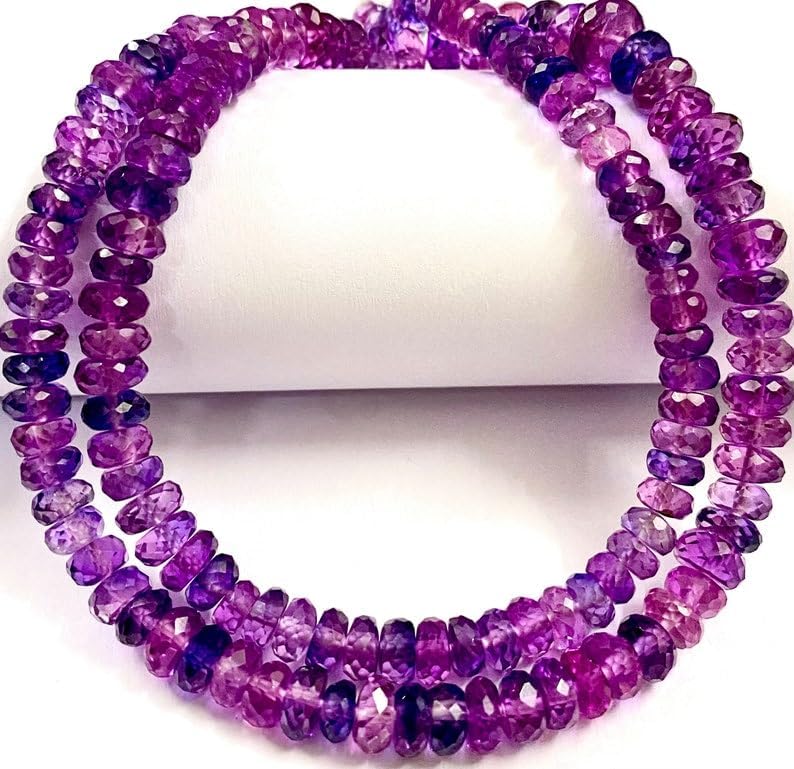 Natural Pinkish~Purple Sapphire roundelle facated Beads 5.5-7 MM 19 inch Long String Jewelry Making Gemstone Beads for Necklace Bracelet
