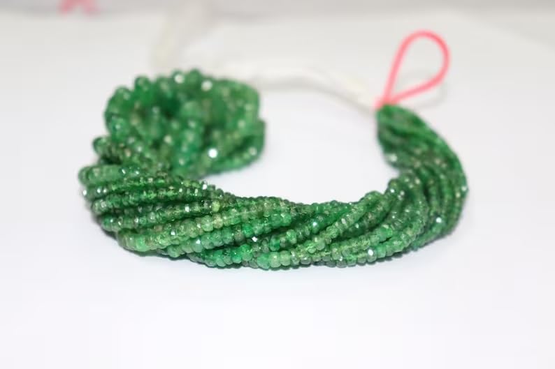 Tsavorite Faceted Rondelle Beads 3-7 mm Tsavorite Rondelle Beads Tsavorite Beads Strand Tsavorite Faceted Beads Tsavorite Beads