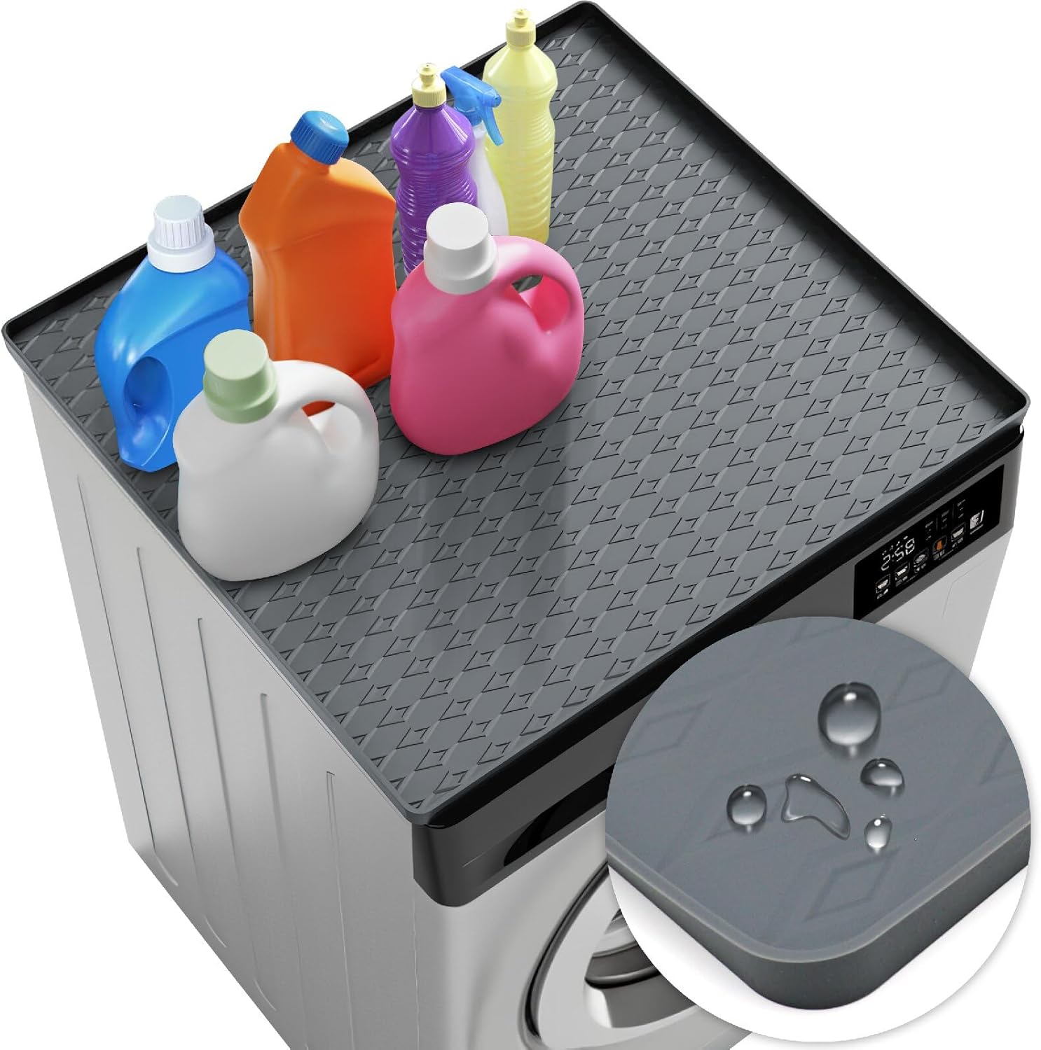 Silicone Washer and Dryer Covers for the Top, Non Slip Waterproof Washer Dryer Top Protector Mat, Washable Machine Cover for Laundry, 25.6