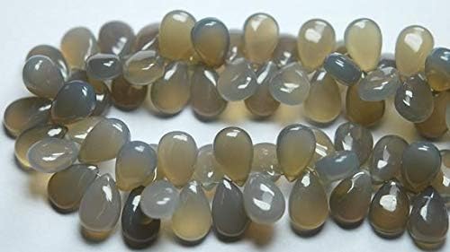 7 Inch Strand,Super Finest Grey Chalceny Smooth Pear Briolettes,8x12mm Large Size Code-HIGH-56960