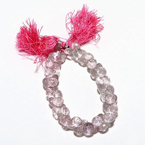 13 inch natural beads strand of 8.5mm faceted onion rose quartz gemstone briolletes beads for DIY jewelry - necklace, bracelet, earring, ring.