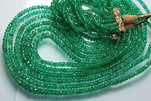18 Inches Long Strands, st, Natural African Emerald Faceted Rondelles Size 6-3mm