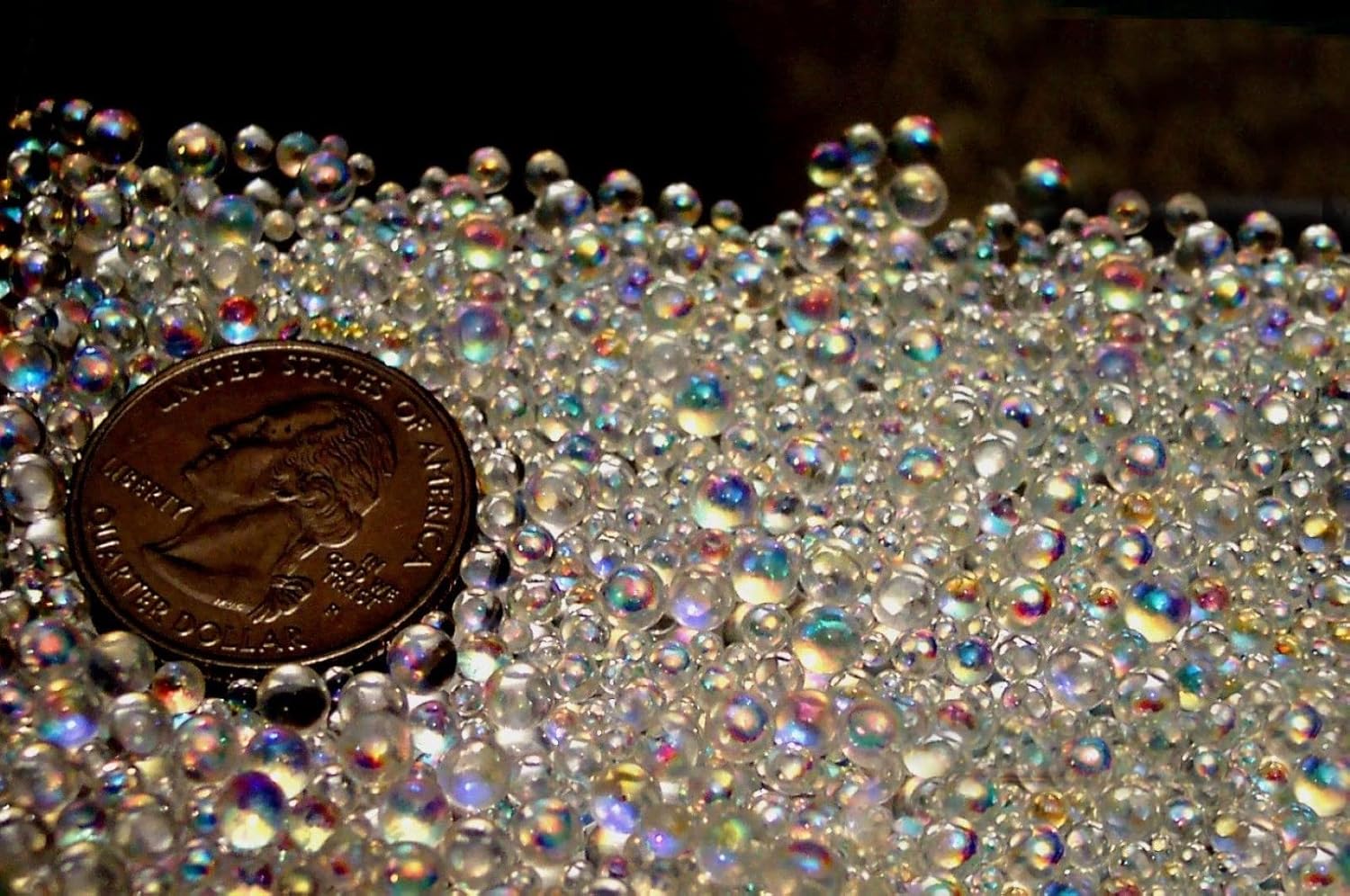 M00222-LB 1lb Iridescent Glass Bubbles AB Microbeads 3mm 1 lb No Hole Beads QC1