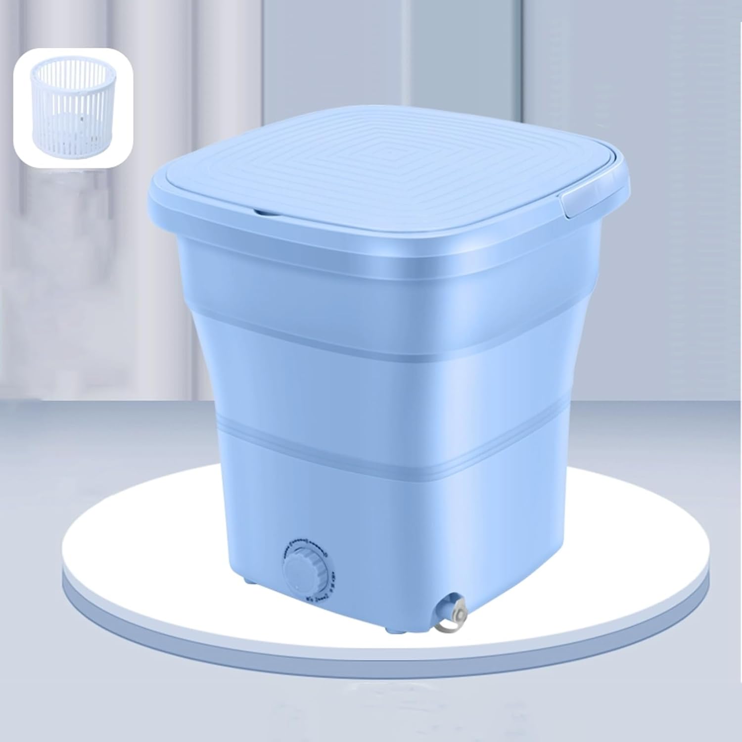 Portable Washing Machine, Mini 12L Foldable Washer and Dryer, Small Collapsible Laundry Washer, Ideal for Underwear, Socks, Baby Clothes,Travel Camping Apartment(Blue)