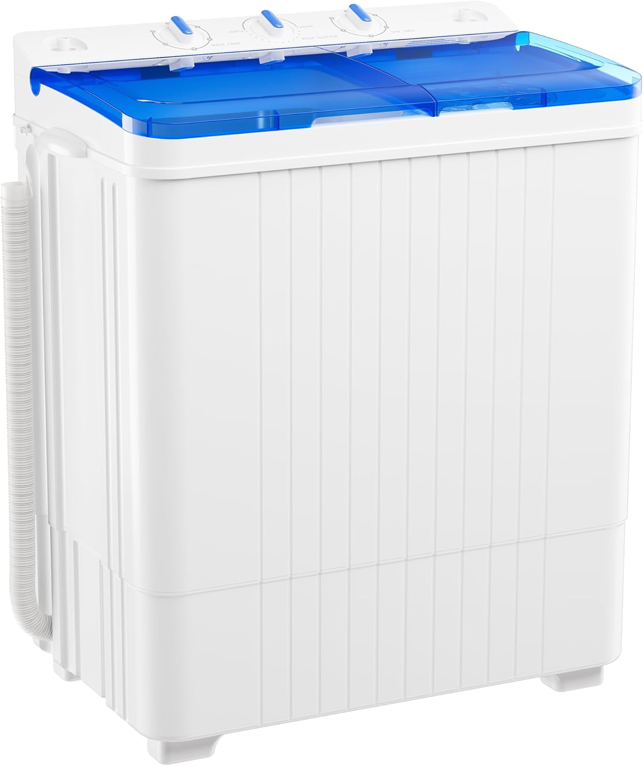 Greenvelly Portable Washing Machine, 28 Lbs Capacity Twin Tub Washing Machine, 18lbs Washer and 10lbs Spinner Combo, Compact Laundry Washer for Apartment,Camping, RVs and Dorms, Blue+White