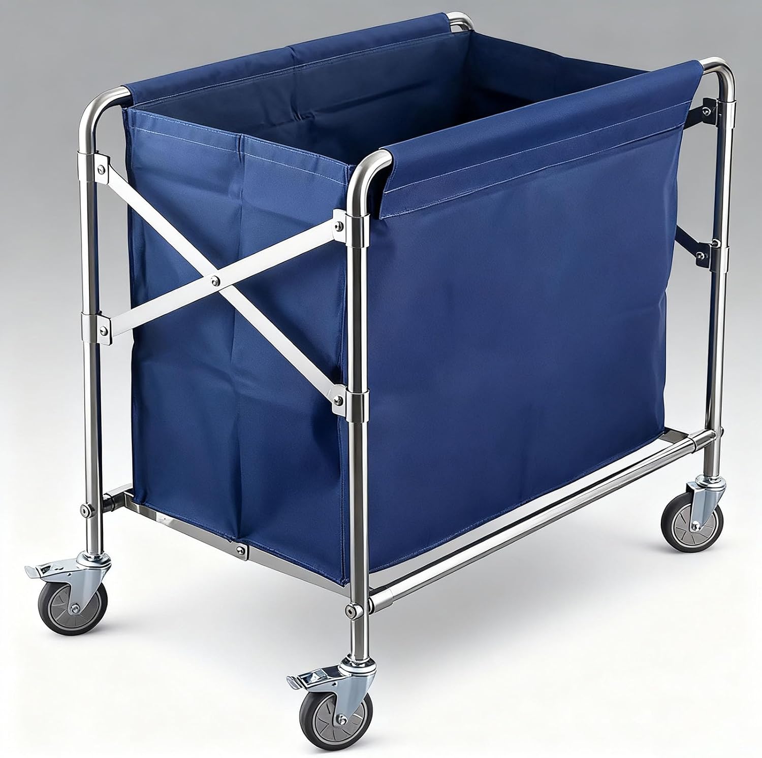 Commercial Laundry Cart with Wheels Heavy Duty Collapsible Laundry Cart, 12 Bushel Industrial Rolling Baskets Trucks with Steel Frame and Waterproof Oxford Cloth, for Home Organizer Storage