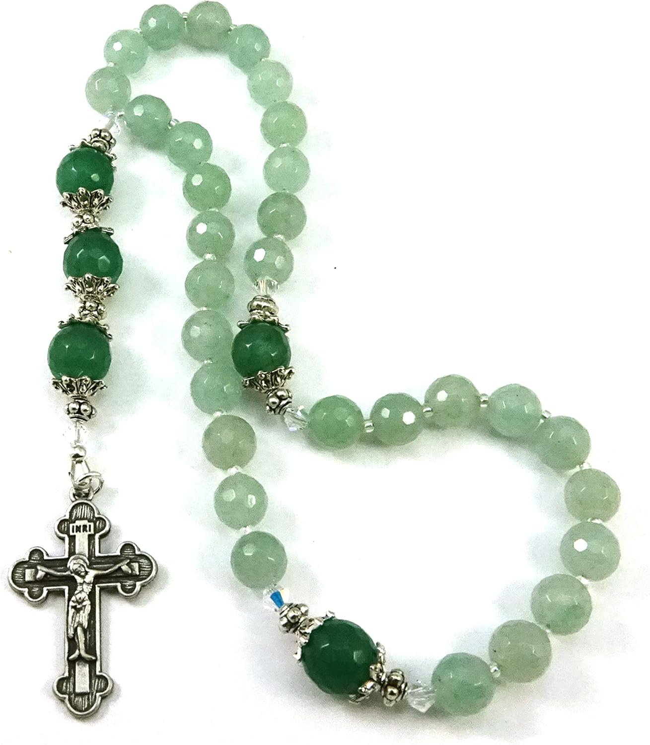 Christian Orthodox Prayer Beads Komboskini Chotki Aventurine Natural Gemstone Beads with Made in Holy Land Crucifix and Blessed in The Church of The Holy Sepulcher