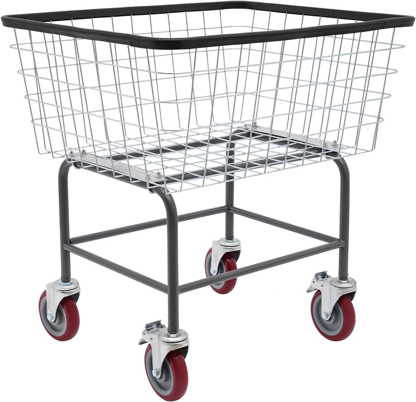 4.5 Bushel Steel Wire Laundry Cart, Commercial Wire Laundry Basket with Wheels, Heavy Duty Large Steel Basket for Laundry Clothes Storage, 20 * 15.7 * 26in